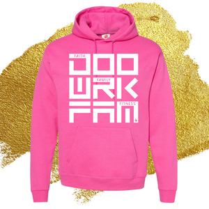 PINK - Adult DOOWRKFAM Hot Pink Hooded Sweatshirt