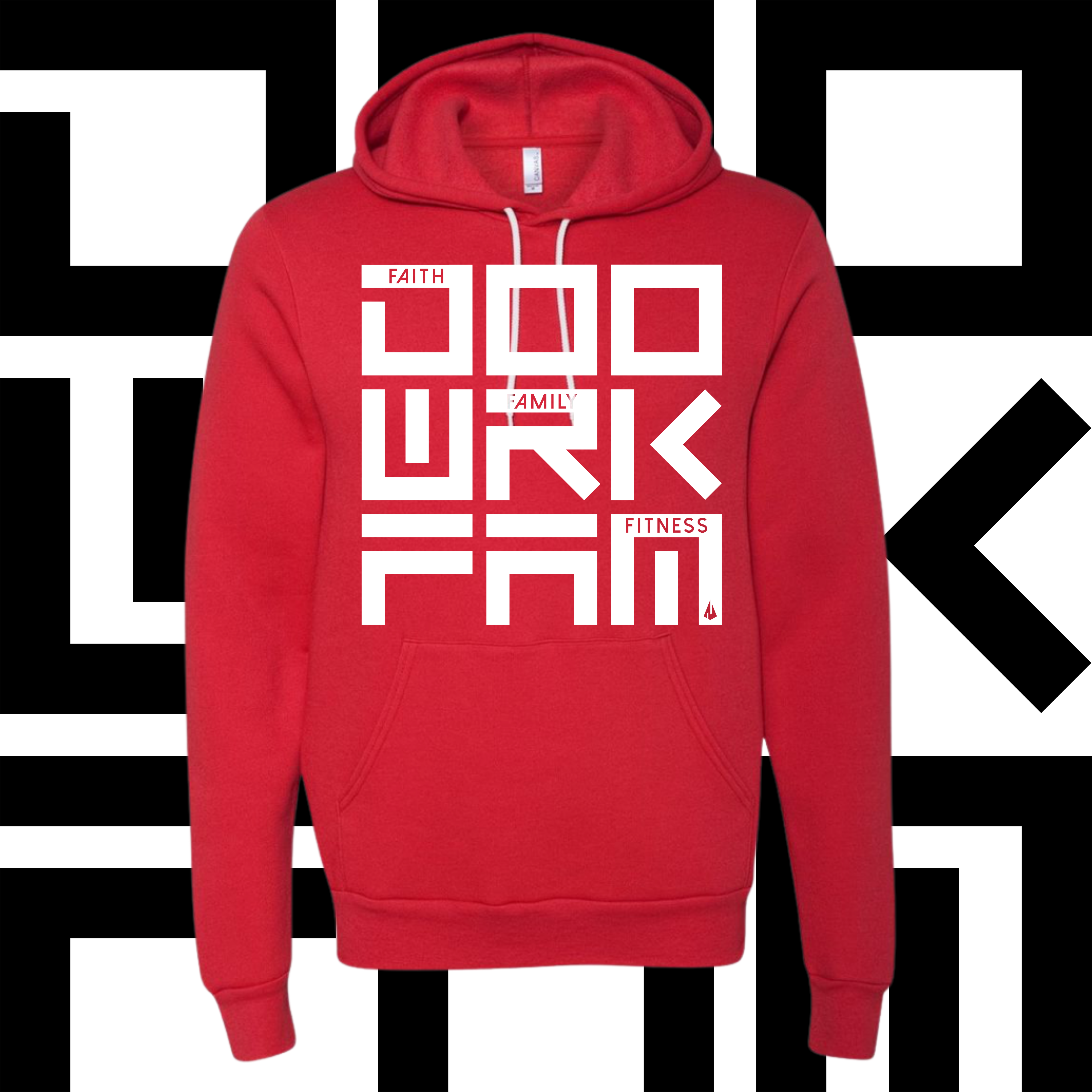 DWF - Adult DOOWRKFAM logo Red Hooded Sweatshirt